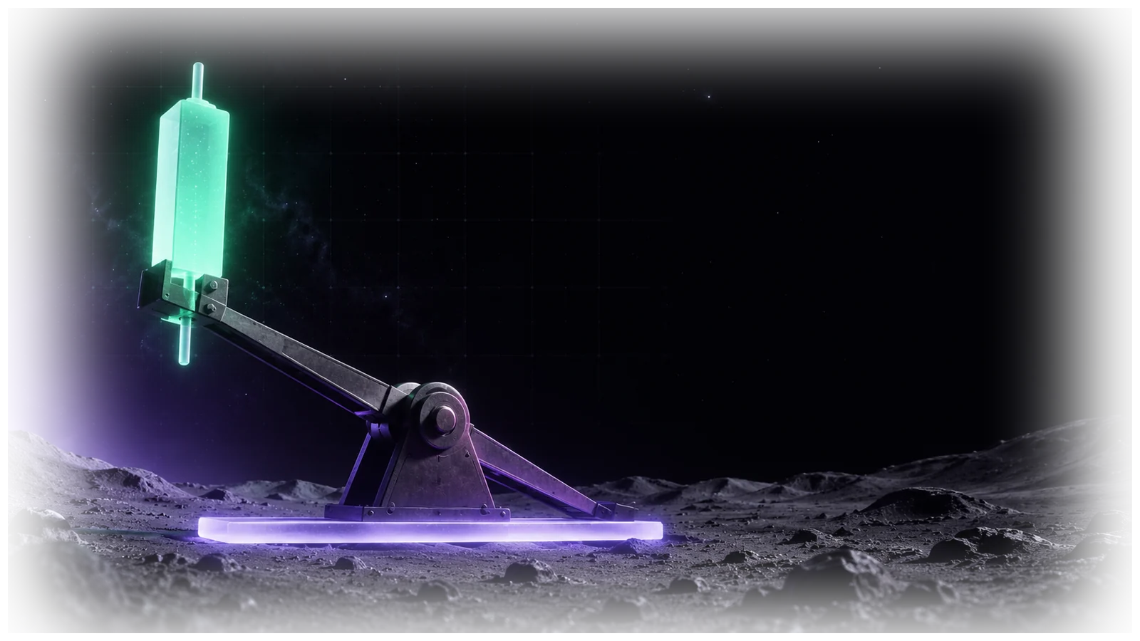 A glowing candle on a lever on the moon’s surface — leverage on Moon.com